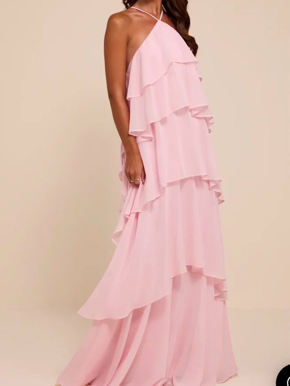 Aveley Light Pink Tiered Shift Maxi Dress